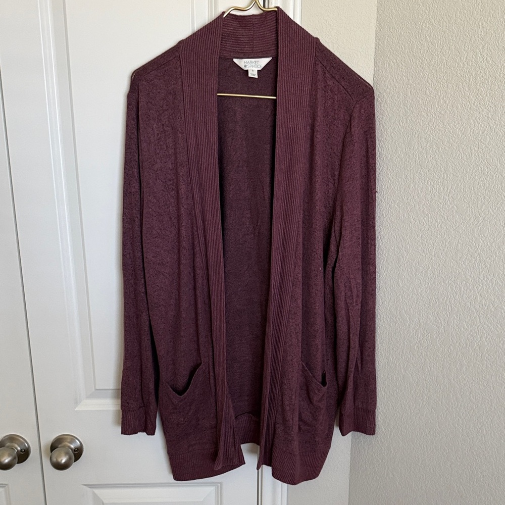 Market & Spruce Maroon Open Cardigan